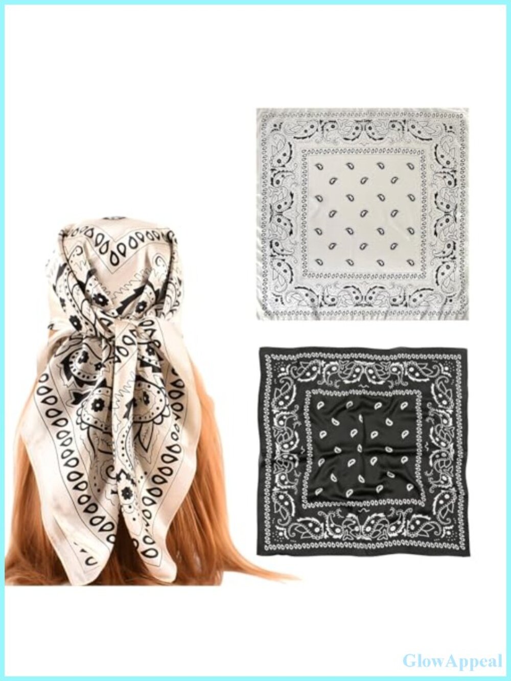 2pc 35x35 Silk Feeling Square Satin Head Scarves Wraps Hair Neck Shawl